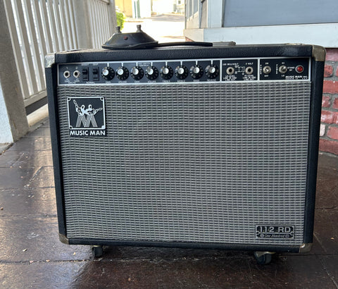 Music Man 112 RD One Hundred amplifier, black tole, grey grill cloth , black control panel, nine control knobs