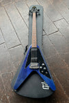 1981 Gibson Flying V Bass, blue finish, black pick-guard rosewood fretboard and black headstock