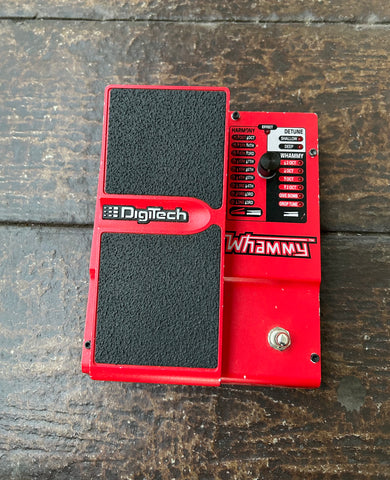 Red DigiTech Whammy 4 Pitch Shifter, with Harmony control and detune panel, single button footswitch