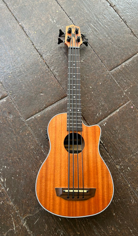 Mahogany Kala U-BASS Scout FS Acoustic-Electric, rosewood fretboard, peral dod inlays, mahogany headstock