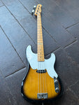 Fender Sting Artist Series Signature Precision Bass MIJ, tobacco sunburst with white pickguard and single black pick-up with maple fretboard and headstock