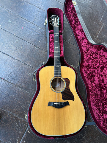 Taylor 610e, acoustic guitar, spruce top, ebony fretboard, custom inlay design, maple headstock