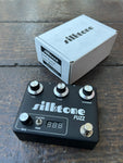 Black Silton fuzz guitar pedal in black with four knob controls and single button metal footswitch