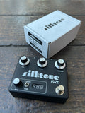 Black Silton fuzz guitar pedal in black with four knob controls and single button metal footswitch