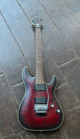 Schecter C-1 FR Platinum 2 Crimson Red Burst Satin, with rosewood neck and red statin headstock