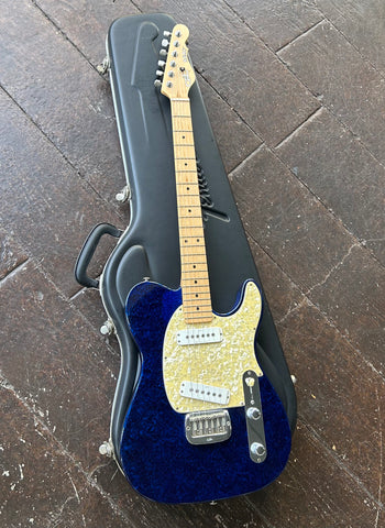 90's G&amp;L ASAT USA Bowling Ball Blue Swirl electric guitar, with maple neck and maple headstock