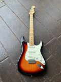 2019 Fender Player Stratocaster, Maple Fingerboard, 3-Color Sunburst, maple headstock, white pick guard and pick ups