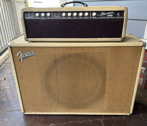 Fender Showman tube head 6G14-A, tan tolex with brown grill cloth 
WITH 1X15 Cabinet 60's JBL D130F, tan tolex with dark tan grill cloth