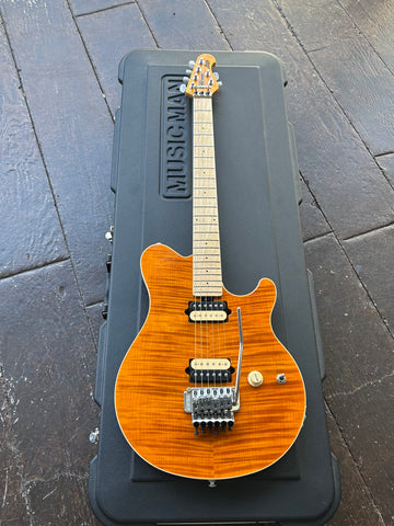 Musicman Ernie Ball Axis Super Sport electric guitar honey flame finish, chrome hardware with maple fretboard and honey maple headstock 