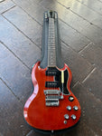 1965 Gibson SG cherry finish, chrome hardware, black P90 pickups and pick guard with rosewood fretboard and black headstock