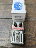 Daredevil Northern Creeper metal finish with black striped, two control knobs and single button foot switch