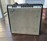 1969 Fender Super Reverb amplifier, black tolex, silver control panel ten control knobs and grey grill cloth