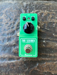 Light green Ibanez Tube Screamer Mini, single knob control, single button footswitch