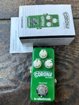 Green TC Electronic Corona Mini Chorus with three knob controls and single button footswitch