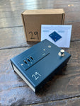 Believable Audio 29 Pedals EUNA, navy blue guitar pedal, with three slide controls and single button footswitch 