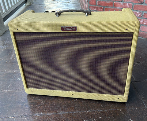 Fender Blues Deluxe Tweed amplifier with brown grill cloth