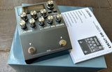 Grey metal Boss guitar pedal, model IR-200 Amp and IR Cabinet eight button controls, and two button metal footswitch