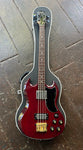 Burgundy Greco SG Bass, with two pick ups, rosewood fretboard, with black headstock