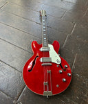 Cherry red Epiphone Casino with metal P90 pick-ups, white pickguard, chrome hardware, with ebony neck, black headstock