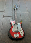 Rubber Bridge 60's Sorrento E10, red sunburst, metal pickguard, chrome hardware, with rosewood neck, black headstock 