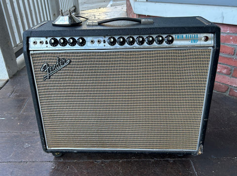 1968 Fender Twin Reverb Drip Edge black tolex, grey grill cloth silver control panel