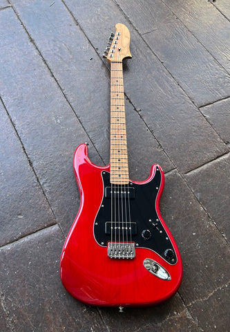 Red Fender Noventa with Warmoth roasted maple neck and headstock