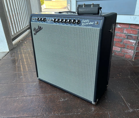 Fender Super Reverb-Tone master amplifier, black tolex and grey grill cloth with black control panel, ten knob control