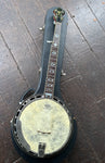 Deering banjo skin type head with rosewood neck and custom pearl inlays, black headstock