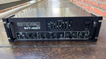 Black Ampeg SVT 400 bass amplifier hear, with graphic EQ and nine knob controls