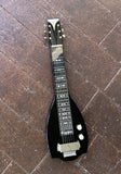 Black Electar lap steel guitar, with laps steel fretboard design and black headstock