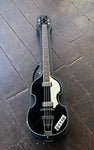 Black Hofner Contemporary Series Violin Bass CT with rosewood fretboard, chrome hardware, white pearloid pick-guard