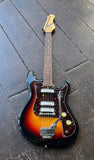 Brown sunburst 1960s Teisco Samiel electric guitar, three pick-ups, rosewood fretboard and maple headstock