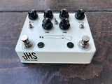 White JHS Double Barrel Version 3 guitar pedal, five knob controls and two metal button foot switch