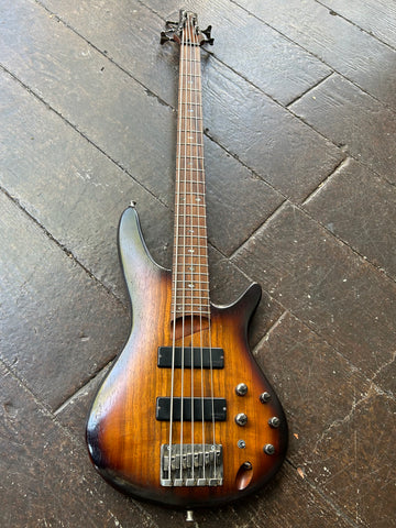 Ibanez SR505KA,5 String Bass with sunburst finish and rosewood fretboard, black bartolini pick ups